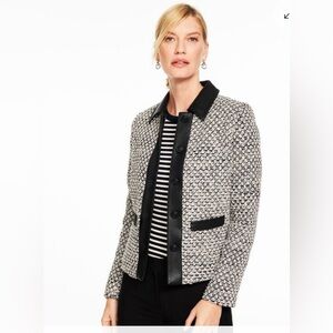 Talbots Faux Leather Tweed Jacket Academia Office